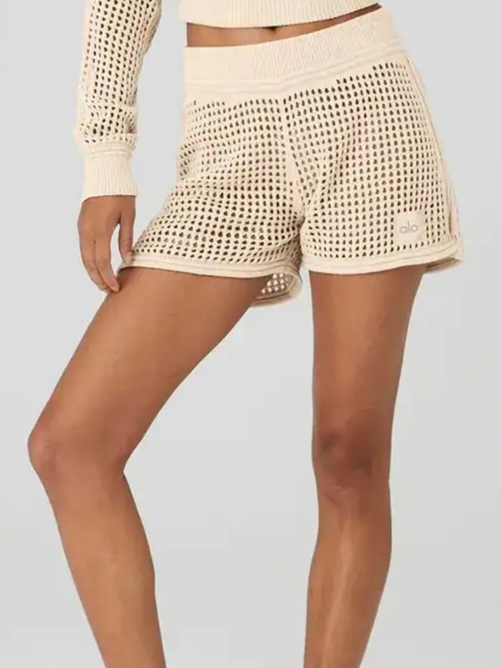 ALO Open Knit High Waist Chase The Sun Short